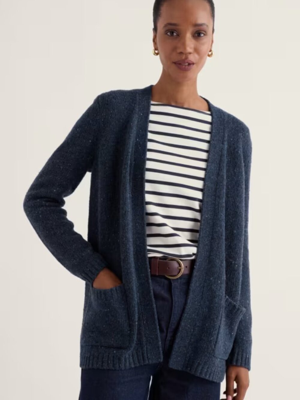 Dawson pick Seasalt Cornwall edge to edge cardigan black donegal wool - current